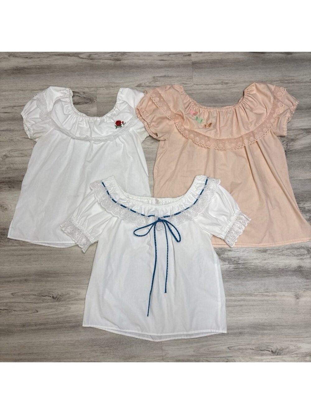 Vtg Malco Modes Blouse Bundle of 3 Womens M Ruffle Collar Western Square Dance